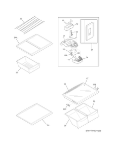 Shelves Diagram and Parts List for FFHI1831QP2  Frigidaire Refrigerator