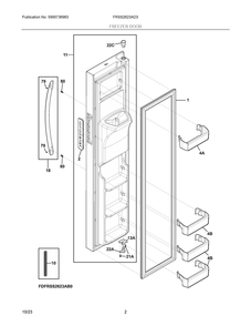 Freezer Door Diagram and Parts List for FRSS2623AD3  Frigidaire Refrigerator