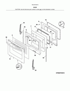Door Diagram and Parts List for 79094193315  Kenmore Range