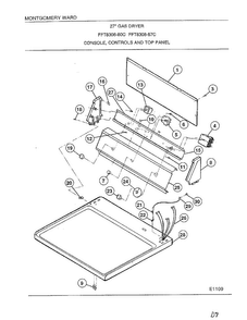 Console/controls/top Panel Diagram and Parts List for 8308-87C  Frigidaire Dryer