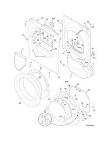 Front Panel/lint Filter Diagram and Parts List for FFQE5000QW1  Frigidaire Dryer