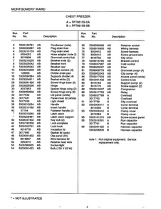 Chest Freezer Page 2 Diagram and Parts List for 83159B  Frigidaire Freezer