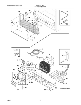 Cooling System Diagram and Parts List for FPBS2777RFK  Frigidaire Refrigerator