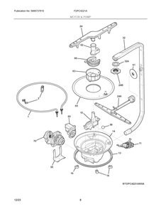 Motor And Pump Diagram and Parts List for FDPC4221AB3A  Frigidaire Dishwasher