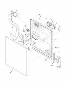 Door Diagram and Parts List for 58715378100B  Kenmore Dishwasher