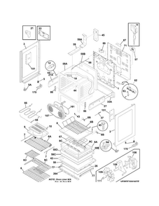 Body Diagram and Parts List for FPEF3081MFF  Frigidaire Range