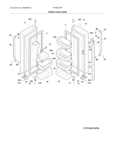 Fresh Food Door Diagram and Parts List for FFHB2740PSCA  Frigidaire Refrigerator