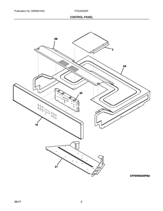 Control Panel Diagram and Parts List for FFEW3025PWD  Frigidaire Wall Oven