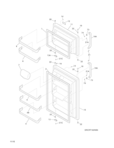 Doors Diagram and Parts List for FFTR16B2RS1  Frigidaire Refrigerator
