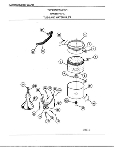 Tubs And Water Inlet Diagram and Parts List for 6507-87A  Frigidaire Washer