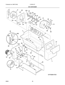 Ice Container Diagram and Parts List for LFSS2312TF4  Frigidaire Refrigerator