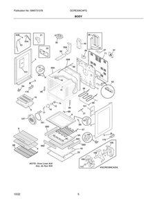 Body Diagram and Parts List for GCRE306CAFG  Frigidaire Range