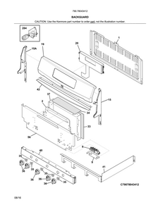 Backguard Diagram and Parts List for 79078043412  Kenmore Range