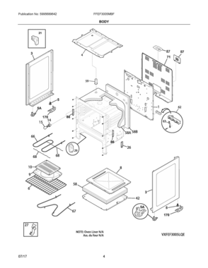 03 - BODY Diagram and Parts List for FFEF3005MBF  Frigidaire Range