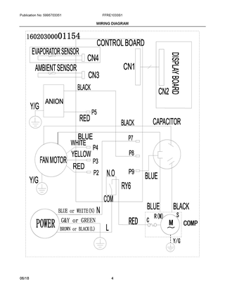 Wiring Diagram Diagram and Parts List for FFRE1033S1E1  Frigidaire Air Conditioner