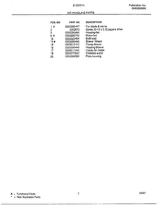 Air Handling Parts Page 2 Diagram and Parts List for 5132001  Frigidaire Air Conditioner
