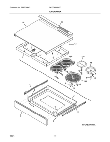 Top/Drawer Diagram and Parts List for GCFE3060BFC  Frigidaire Range