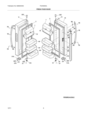 05 - FRESH FOOD DOORS Diagram and Parts List for FGUN2642LF3  Frigidaire Refrigerator