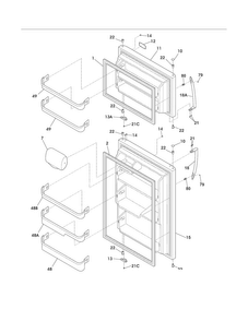 Doors Diagram and Parts List for FFHI2126PS1  Frigidaire Refrigerator