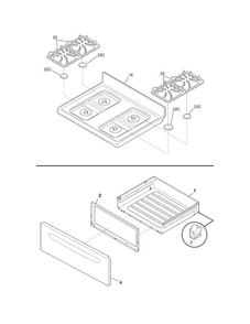 Top/drawer Diagram and Parts List for FFGF3021LWD  Frigidaire Range