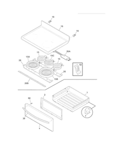 Top/drawer Diagram and Parts List for LGEF3043KFH  Frigidaire Range
