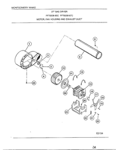 Motor/fan Housing/exhaust Duct Diagram and Parts List for 8308-87C  Frigidaire Dryer