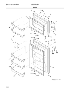 Door Diagram and Parts List for LFHT2131QF2  Frigidaire Refrigerator
