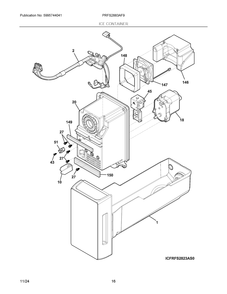 Ice Container Diagram and Parts List for PRFS2883AF9  Frigidaire Refrigerator