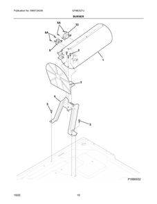 Burner Diagram and Parts List for EFME527UIW2  Frigidaire Dryer