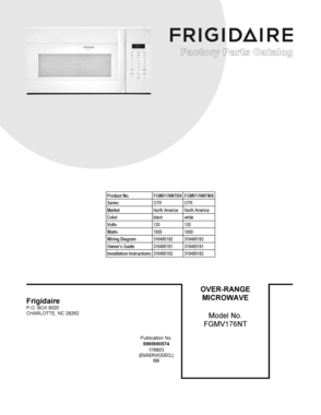 01 - COVER SHEET Diagram and Parts List for FGMV176NTBA  Frigidaire Microwave Oven Combo
