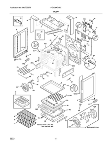 Body Diagram and Parts List for FGIH3047VFE  Electrolux Range