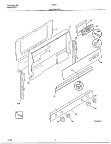 Backguard Diagram and Parts List for 285860A  Frigidaire Range