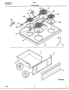 Top/drawer Diagram and Parts List for 484360B  Frigidaire Range