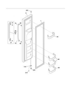 Freezer Door Diagram and Parts List for FFHS2322MB4  Frigidaire Refrigerator