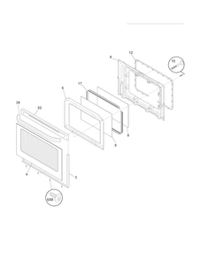 Door Diagram and Parts List for FFEF3043LSK  Frigidaire Range