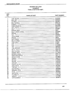 Tubs And Agitator Assy Page 2 Diagram and Parts List for 6307B  Frigidaire Washer