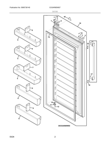 Door Diagram and Parts List for EI33AR80WS7  Frigidaire Refrigerator