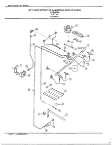 Burner Diagram and Parts List for 2509A  Frigidaire Range