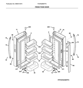 Fresh Food Doors Diagram and Parts List for FGHN2868TF5  Frigidaire Refrigerator
