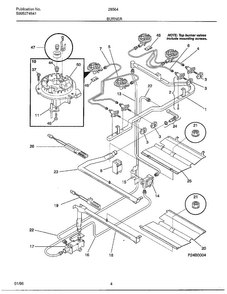 Burner Diagram and Parts List for 285647B  Frigidaire Range