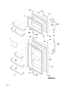 Door Diagram and Parts List for FFHT1515LWB  Frigidaire Refrigerator