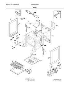 Body Diagram and Parts List for FFGF3019LWF  Frigidaire Range