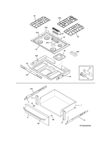 Top/drawer Diagram and Parts List for FFGS3025PSB  Frigidaire Range