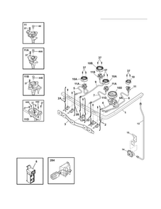 Burner Diagram and Parts List for CEW30DF6GSN  Electrolux Range