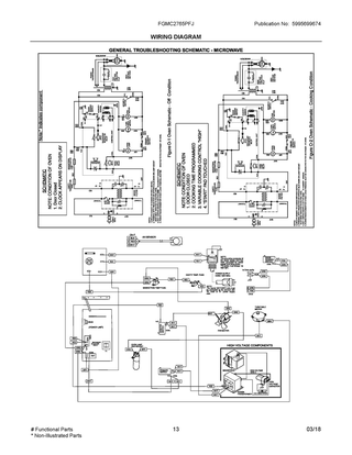 Wiring Diagram Diagram and Parts List for FGMC2765PFJ  Frigidaire Microwave Oven Combo
