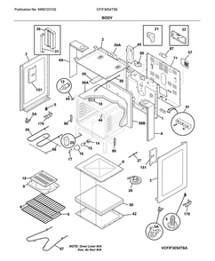 Body Diagram and Parts List for CFIF3054TSE  Frigidaire Range