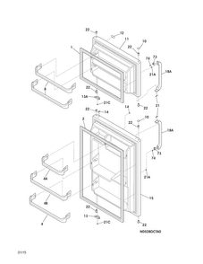 Doors Diagram and Parts List for LFHT1513LBD  Frigidaire Refrigerator