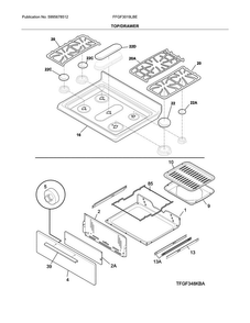 Top/drawer Diagram and Parts List for FFGF3019LBE  Frigidaire Range