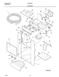 Ice Dispenser Diagram and Parts List for OEMF3-FRS26ZXHD2  Frigidaire Refrigerator