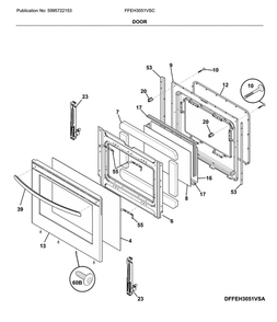 Door Diagram and Parts List for FFEH3051VSC  Frigidaire Range